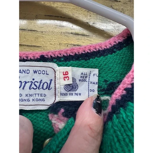 Vintage Susan Bristol Green with Flowers Sweater - Picture 3 of 6